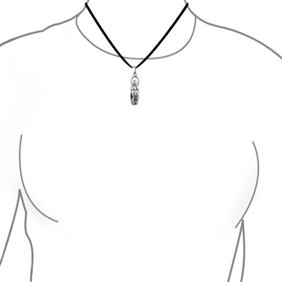 Venus Of Willendorf Pregnancy Goddess Of Fertility Pendant Silk Cord - Silver - Picture 3 of 3